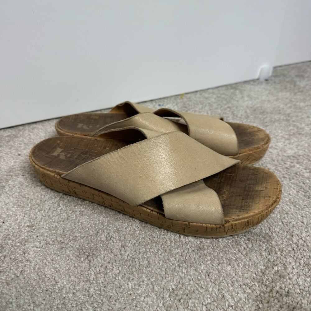 Kork Ease Joly Slide Sandals Platform Ivory Cream Leather Cork Size 10